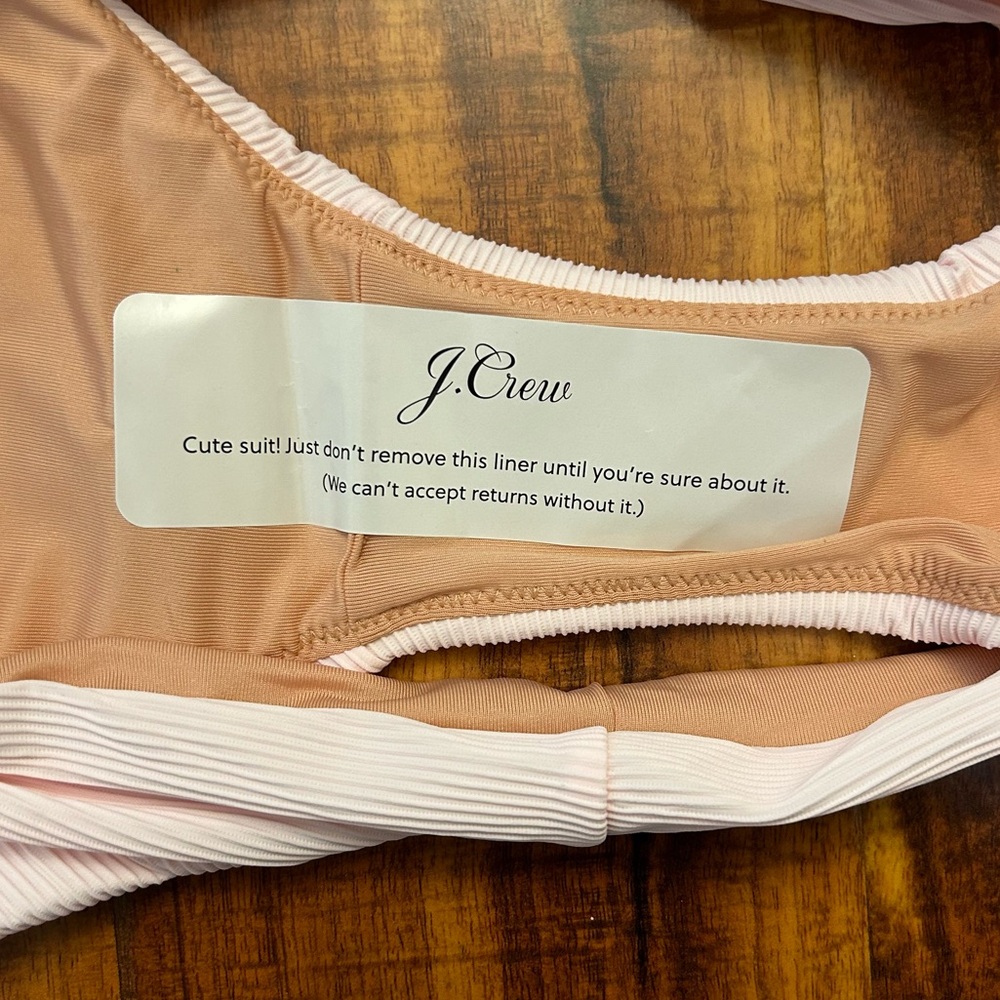 NWT J. Crew Women’s Ribbed High Rise Swim Bikini Bottom Light Pink Size M BE808 - Picture 5 of 7